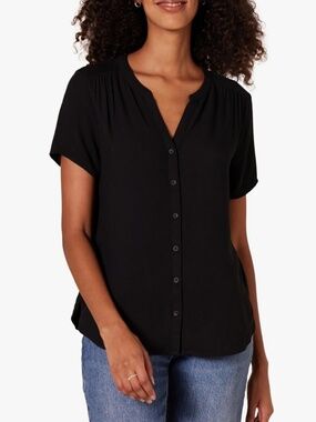Amazon Essentials Black Button Down Blouse-XXL